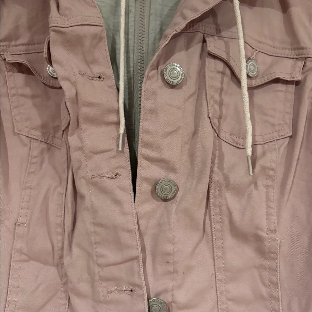 Wallflower Women's Pink and Gray Jean Jacket - Picture 4 of 6